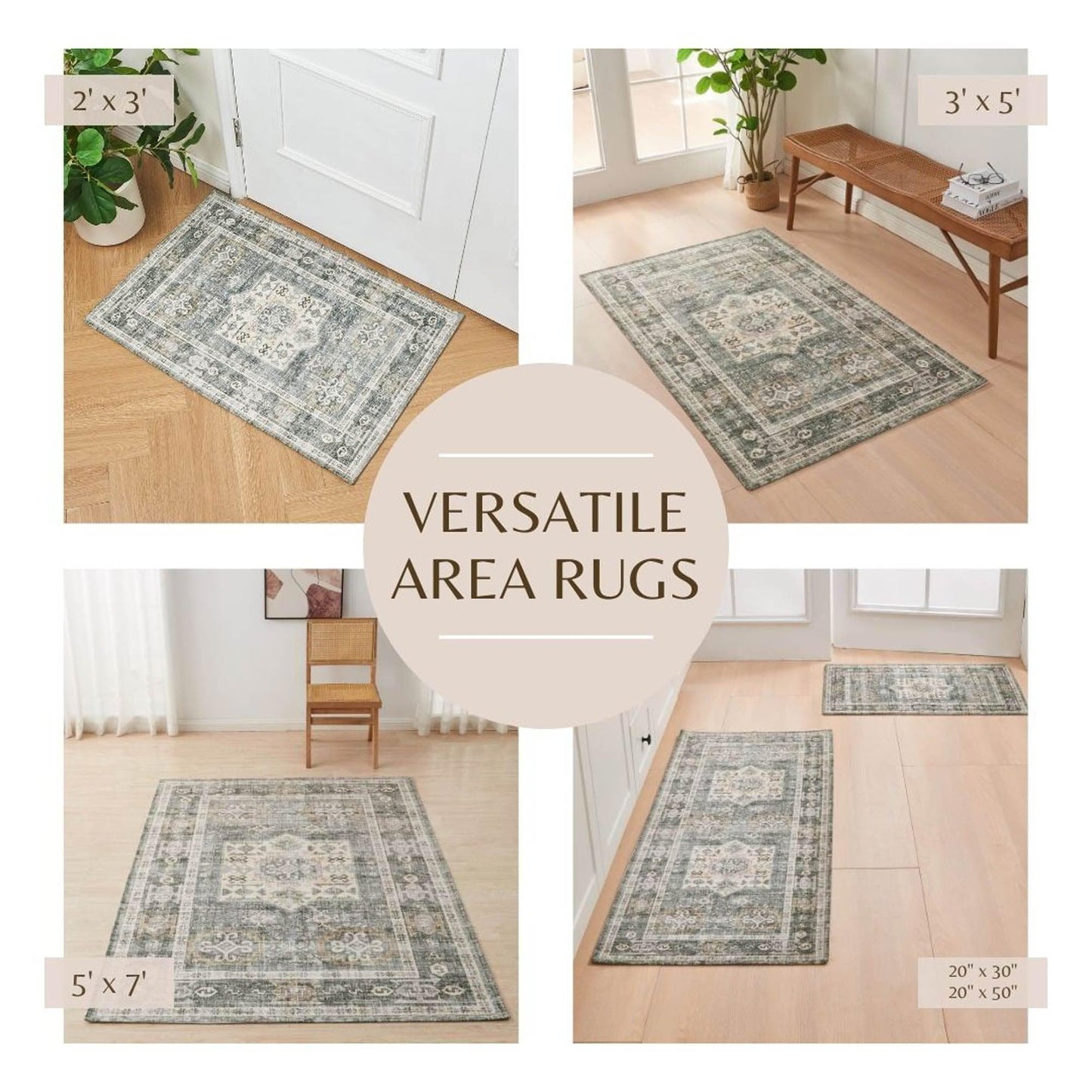 Medallion Machine Washable 2' x 3' Accent Rug