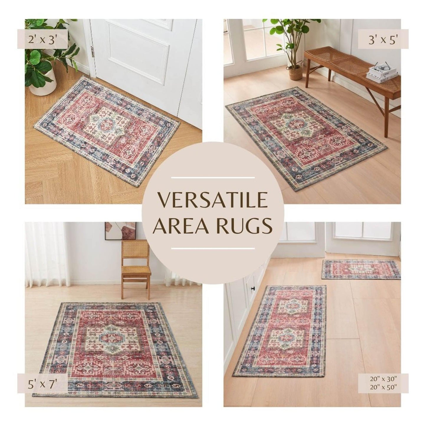Medallion Machine Washable 2' x 3' Accent Rug