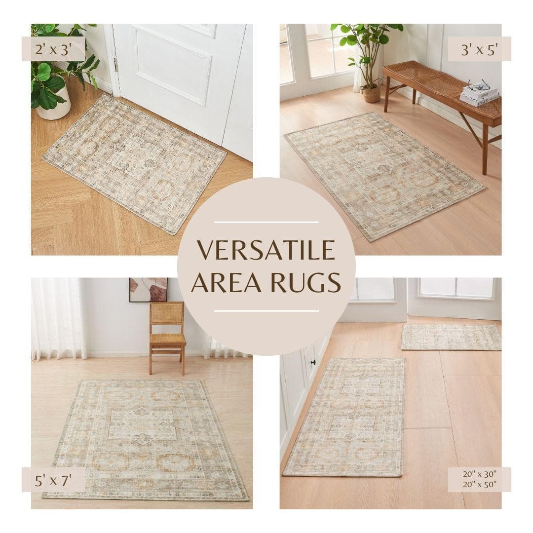 Medallion Machine Washable 3' x 5' Accent Area Rug