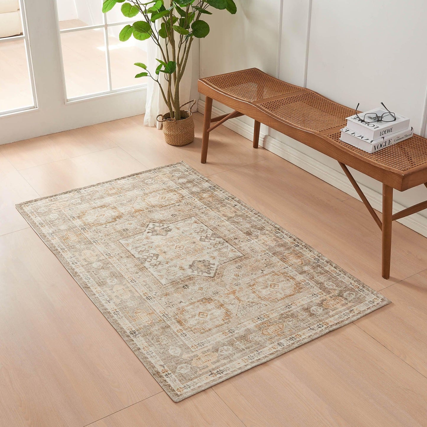 Medallion Machine Washable 3' x 5' Accent Area Rug