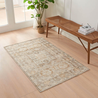 Medallion Machine Washable 3' x 5' Accent Area Rug