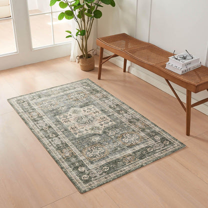 Medallion Machine Washable 3' x 5' Accent Area Rug