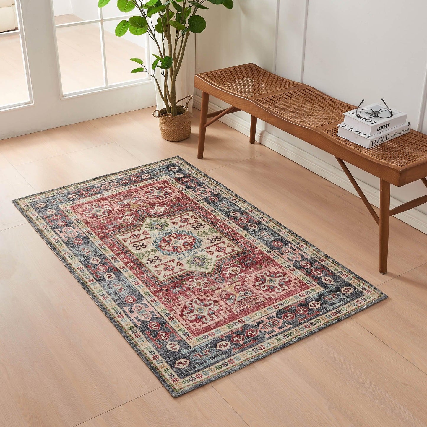 Medallion Machine Washable 3' x 5' Accent Area Rug