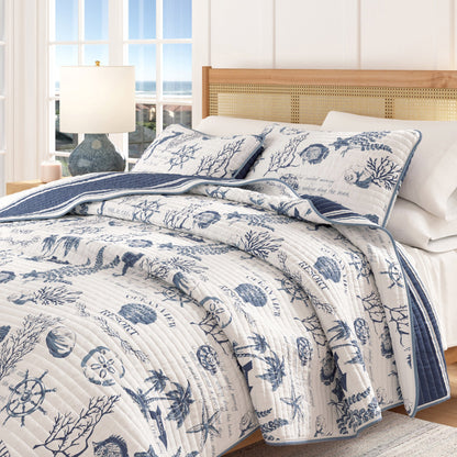 Coastal Printed Cotton Quilt Set