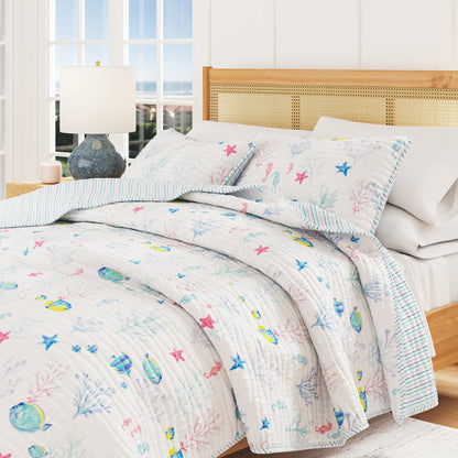 Colorful Coastal Seascape Quilt Set