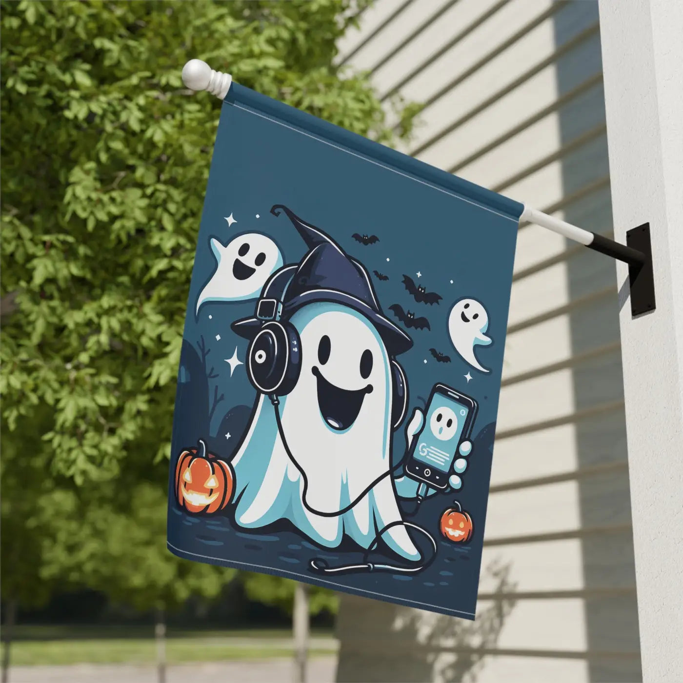 Ghost House Banner – Poly Poplin Fabric Halloween