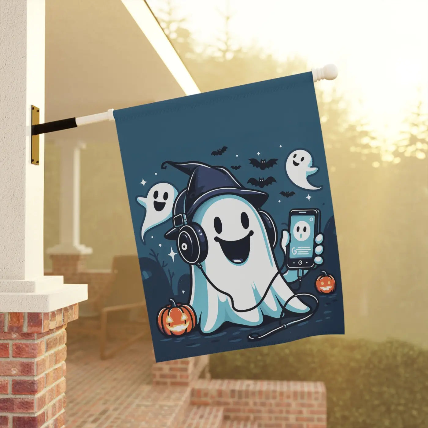 Ghost House Banner – Poly Poplin Fabric Halloween