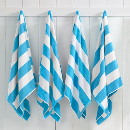 Cotton Velour Cabana Stripe Beach Towel