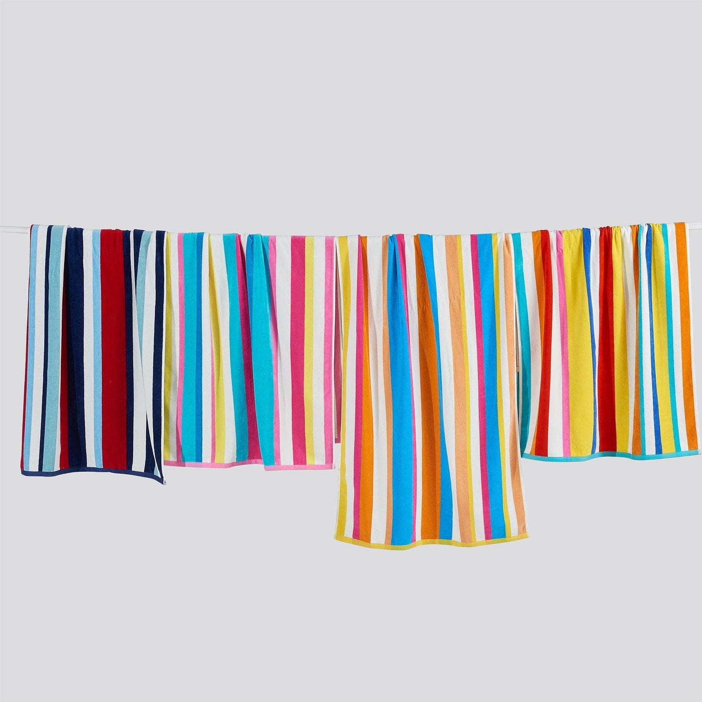 Cotton Velour Cabana Stripe Beach Towel