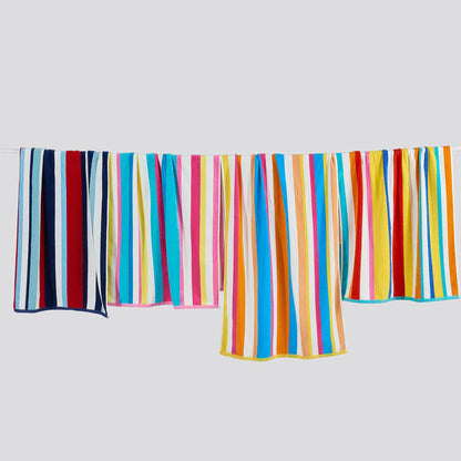 Cotton Velour Cabana Stripe Beach Towel