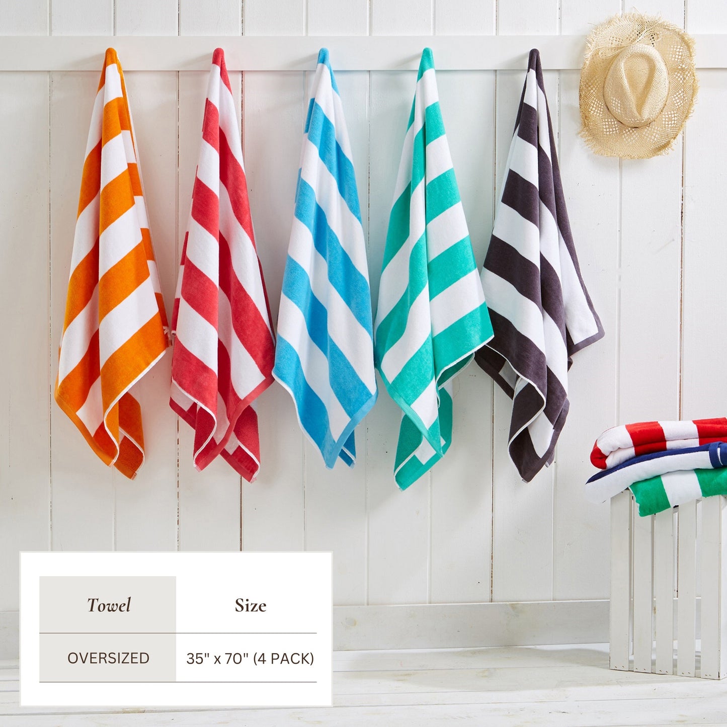 Cotton Velour Cabana Stripe Beach Towel