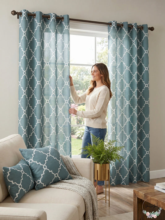 Madison Park Saratoga Fretwork Print Grommet Window Curtain