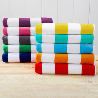 Cotton Velour Cabana Stripe Beach Towel