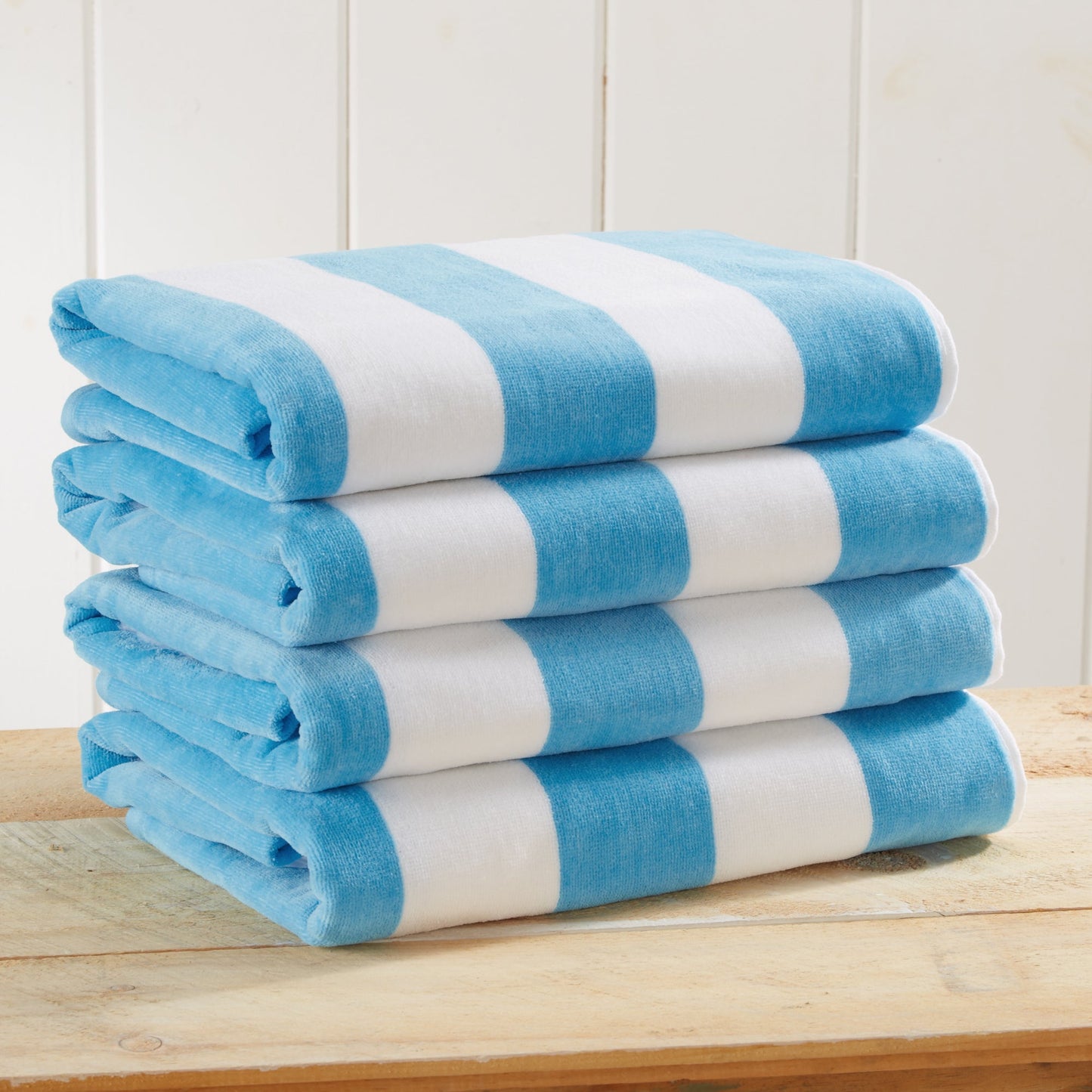 Cotton Velour Cabana Stripe Beach Towel