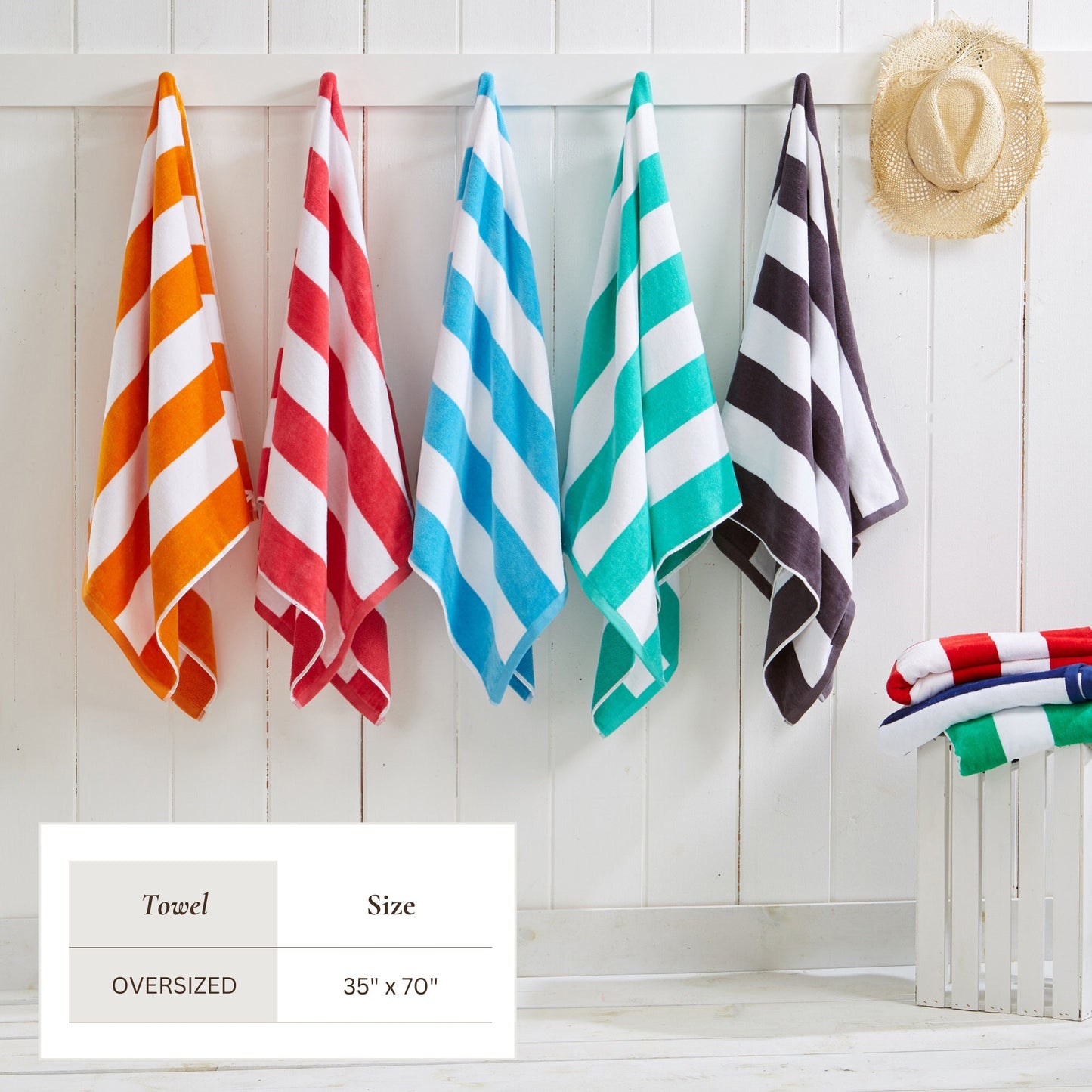 Cotton Velour Cabana Stripe Beach Towel