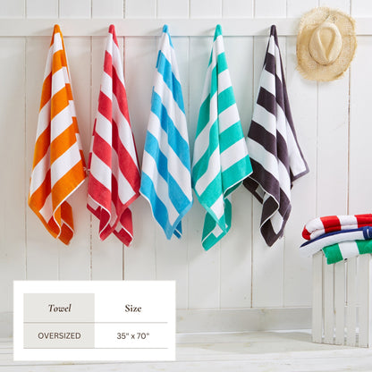 Cotton Velour Cabana Stripe Beach Towel