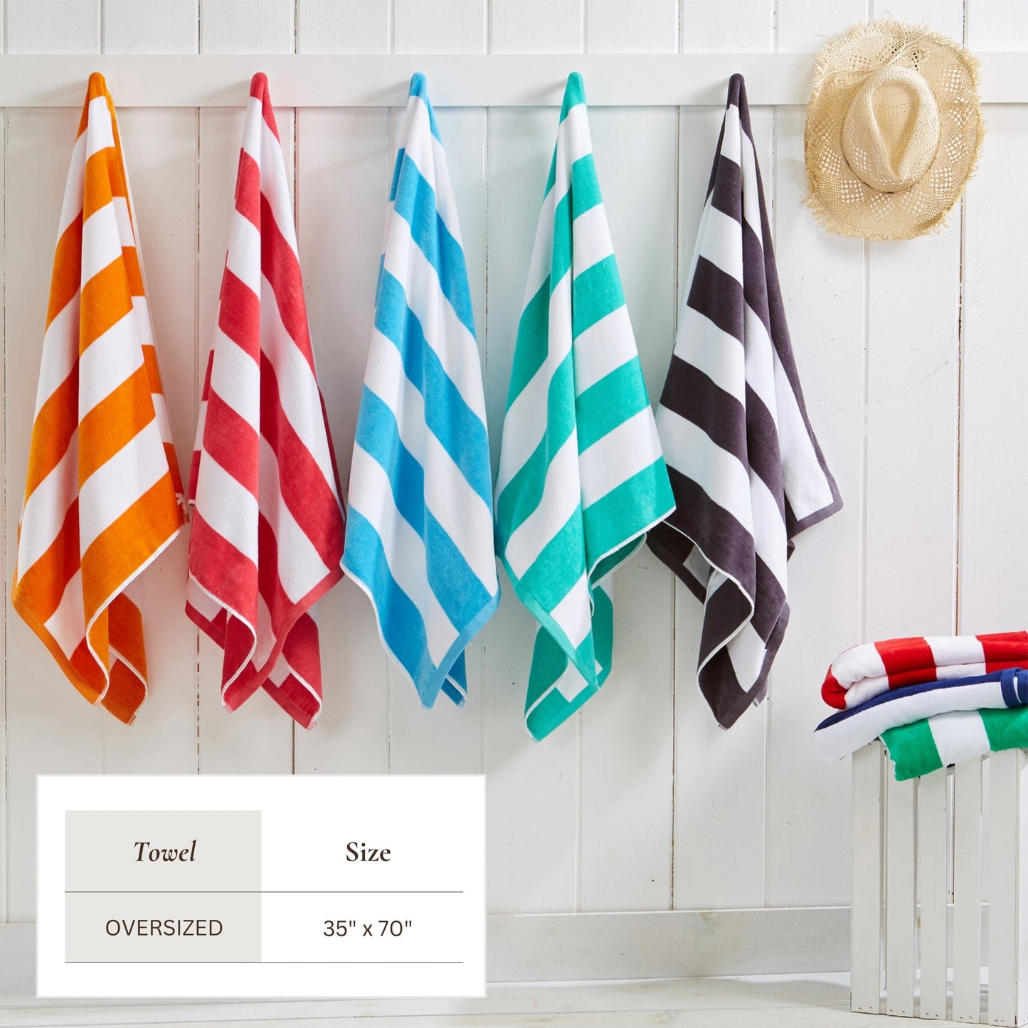 Cotton Velour Cabana Stripe Beach Towel
