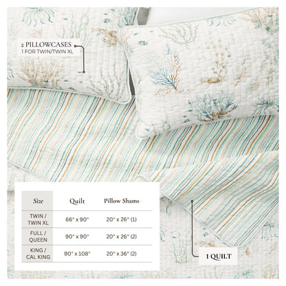 Coastal Printed Cotton Quilt Set