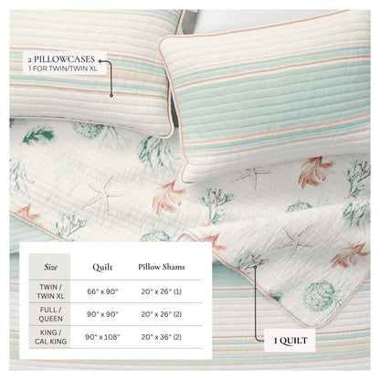 Coastal Printed Cotton Quilt Set