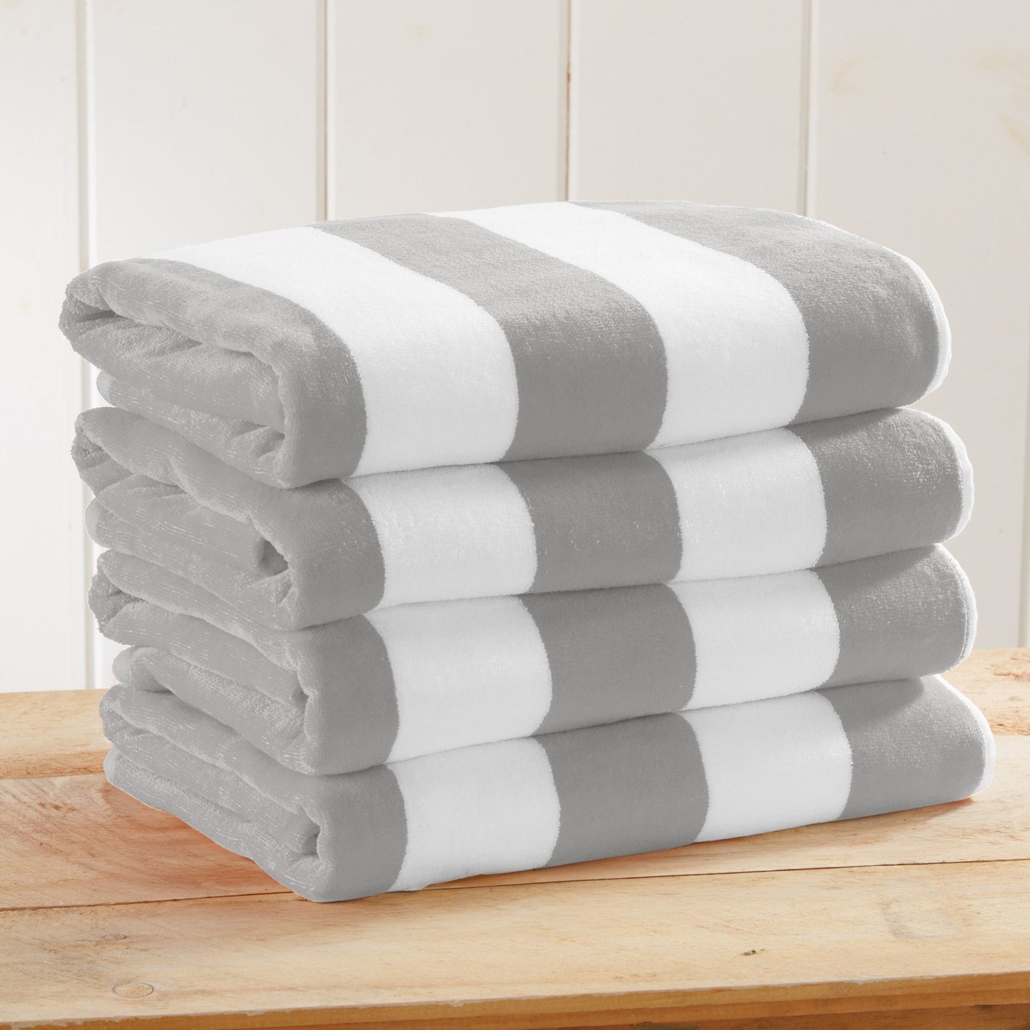 Cotton Velour Cabana Stripe Beach Towel