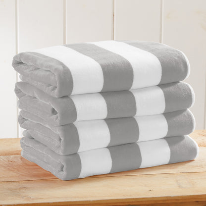 Cotton Velour Cabana Stripe Beach Towel