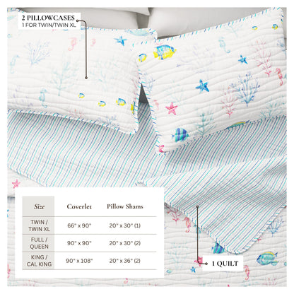 Colorful Coastal Seascape Quilt Set