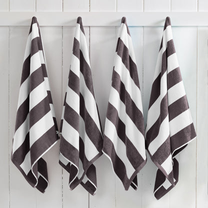 Cotton Velour Cabana Stripe Beach Towel