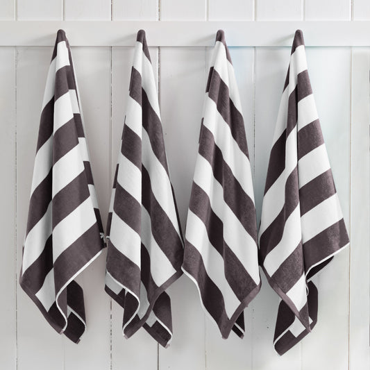 Cotton Velour Cabana Stripe Beach Towel