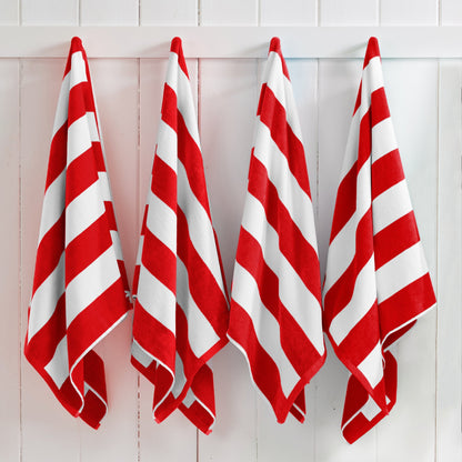 Cotton Velour Cabana Stripe Beach Towel