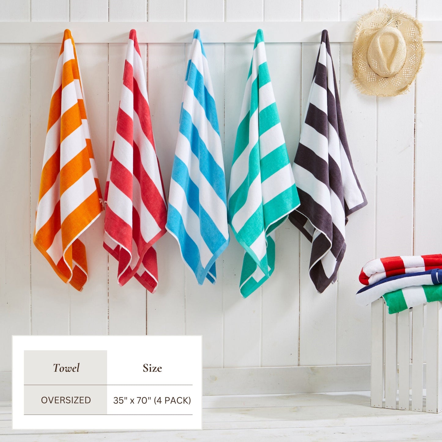 Cotton Velour Cabana Stripe Beach Towel