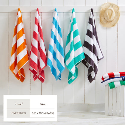 Cotton Velour Cabana Stripe Beach Towel