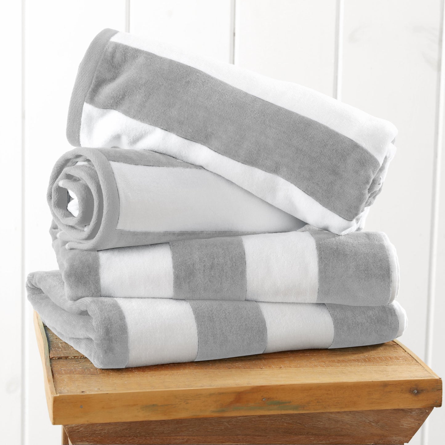 Cotton Velour Cabana Stripe Beach Towel