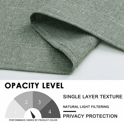 OVZME Green Curtains 40x96in 2 Panels Light Filtering Faux Linen Set