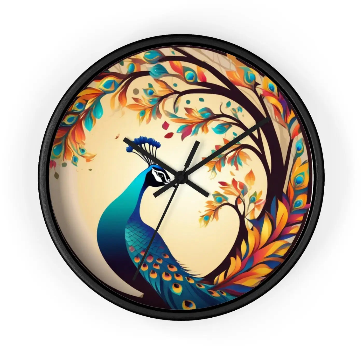 Peacock Wall Clock – Silent Wood Statement Piece