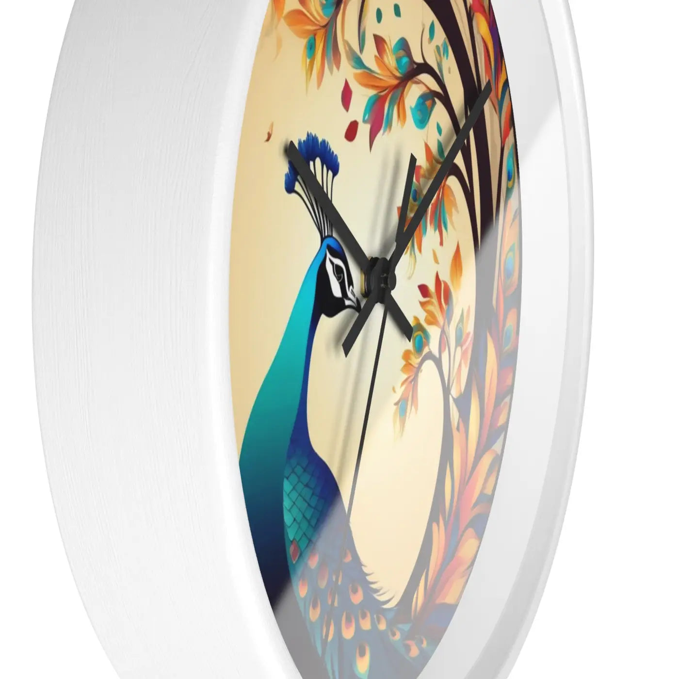 Peacock Wall Clock – Silent Wood Statement Piece