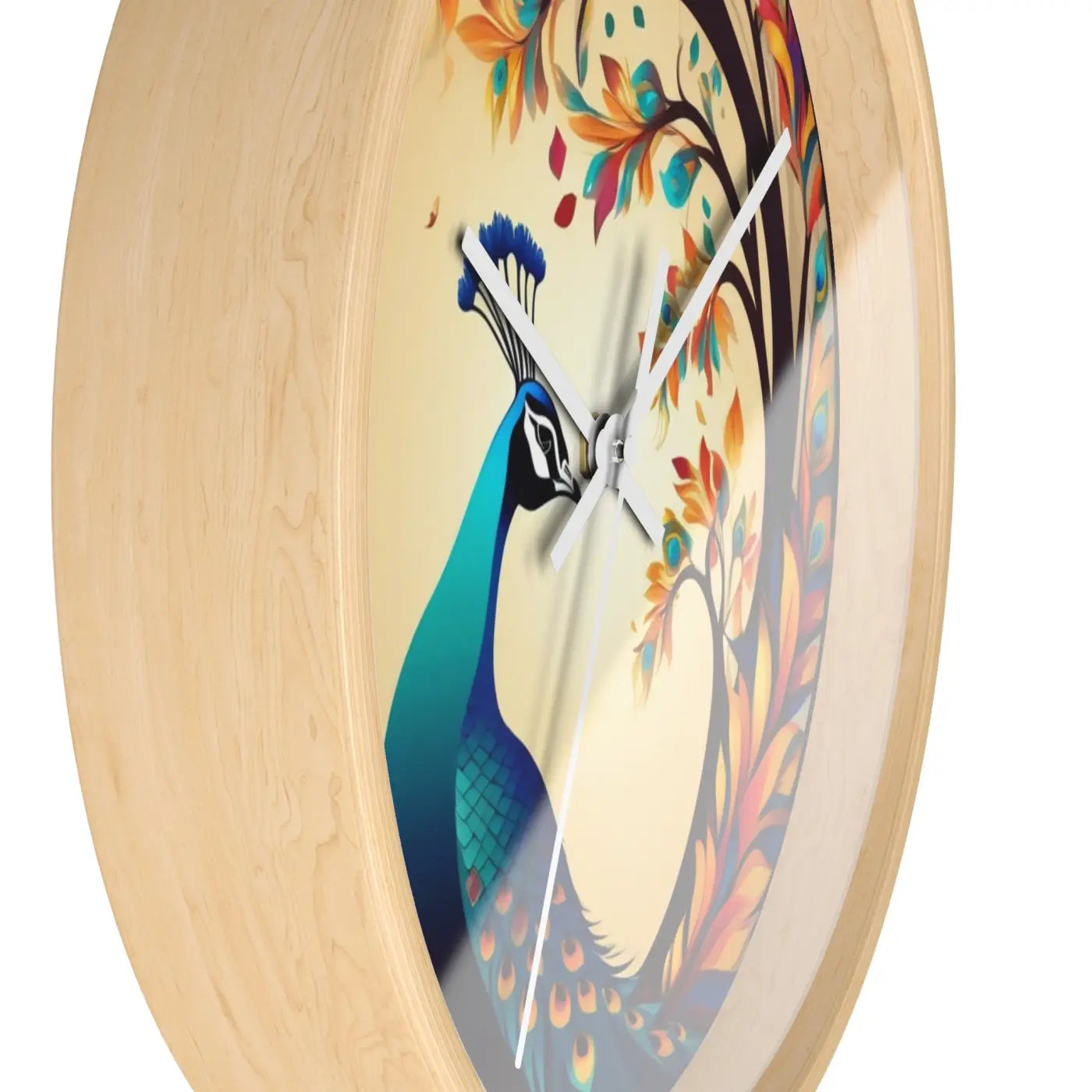 Peacock Wall Clock – Silent Wood Statement Piece
