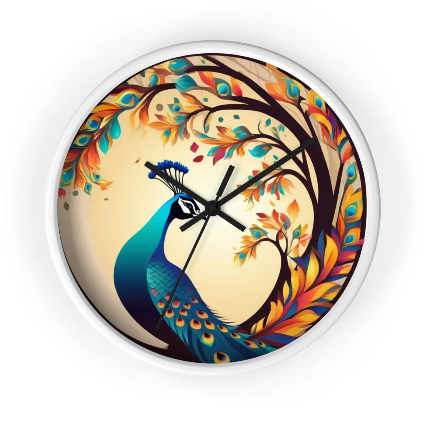 Peacock Wall Clock – Silent Wood Statement Piece