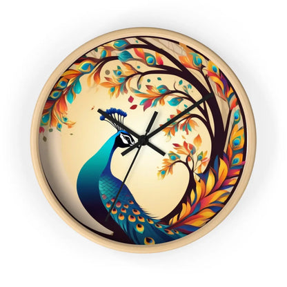Peacock Wall Clock – Silent Wood Statement Piece