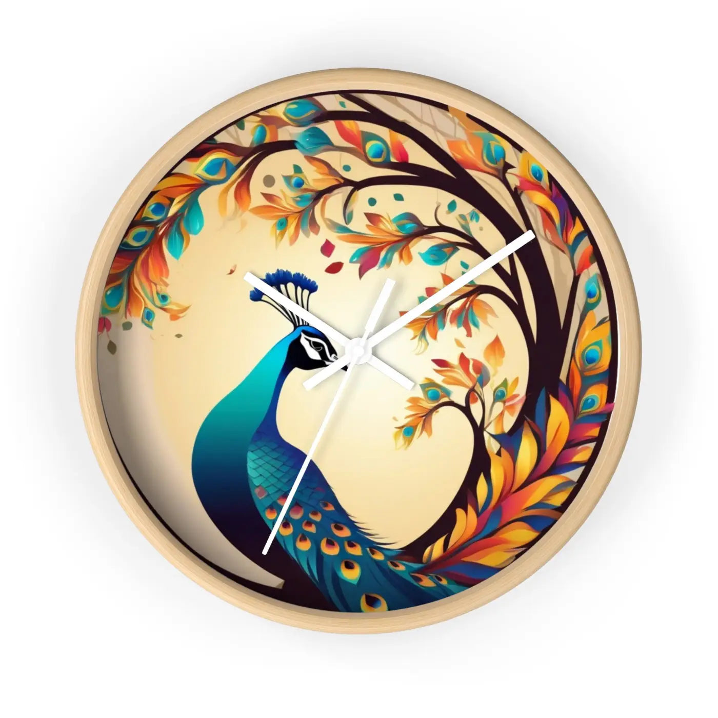 Peacock Wall Clock – Silent Wood Statement Piece