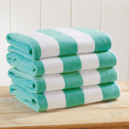 Cotton Velour Cabana Stripe Beach Towel