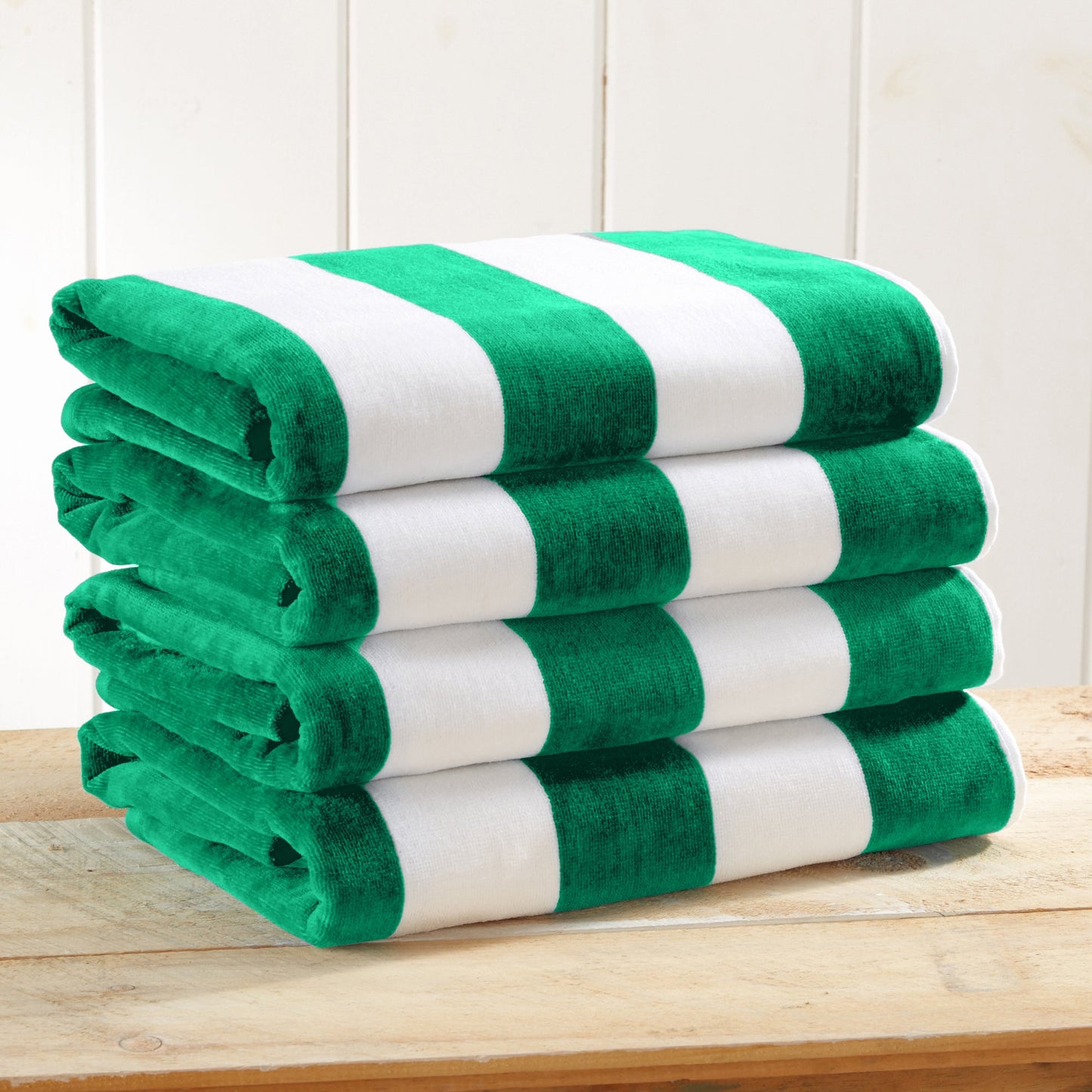 Cotton Velour Cabana Stripe Beach Towel
