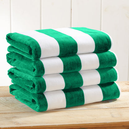 Cotton Velour Cabana Stripe Beach Towel