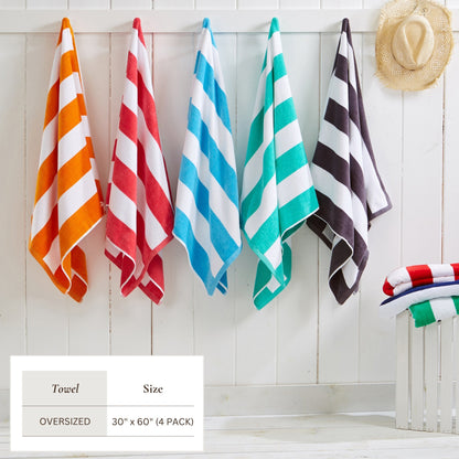 Cotton Velour Cabana Stripe Beach Towel