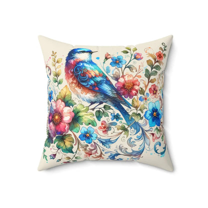 Birds and Flowers Throw Pillow – Spun Polyester