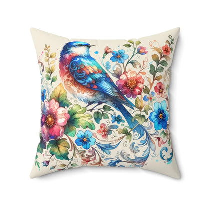 Birds and Flowers Throw Pillow – Spun Polyester