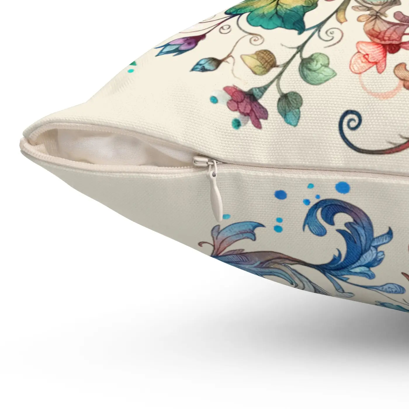 Birds and Flowers Throw Pillow – Spun Polyester