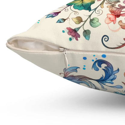 Birds and Flowers Throw Pillow – Spun Polyester