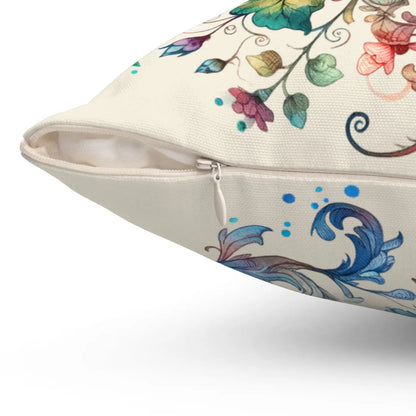Birds and Flowers Throw Pillow – Spun Polyester
