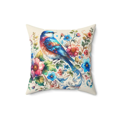 Birds and Flowers Throw Pillow – Spun Polyester