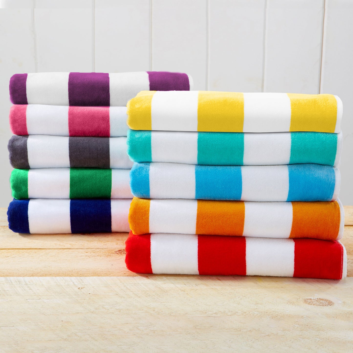 Cotton Velour Cabana Stripe Beach Towel